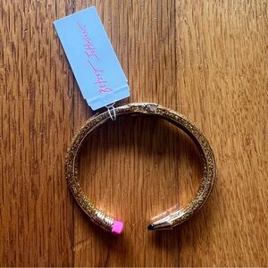 NWT Betsey Johnson Hinged Pencil Bracelet Gold Glitter